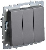 Выключатель без рамки IEK Brite ВС10-3-0-БрС 3-кл. сталь картинка